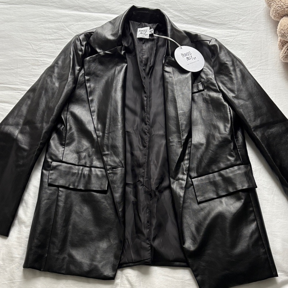 Princess Polly Black Faux Leather Coat (Jocelyn Jacket)